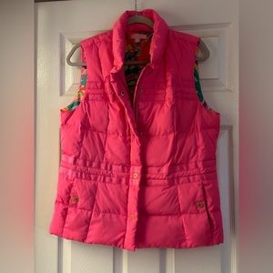 Lily Pulitzer puffer vest with gold buttons